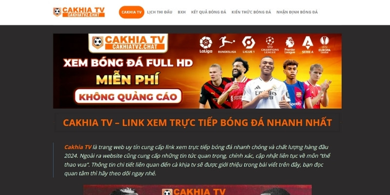 Giao diện Cakhia TV